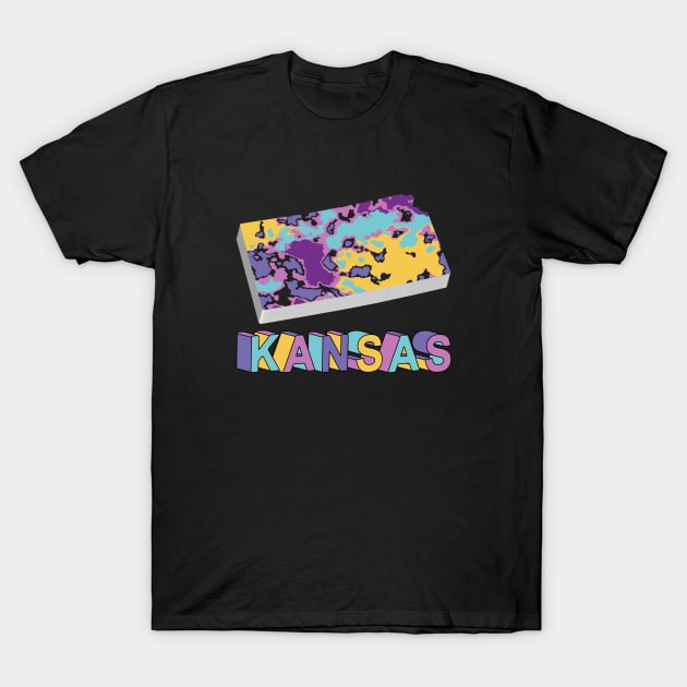 Kansas 3d State Map Art T-Shirt by Designoholic